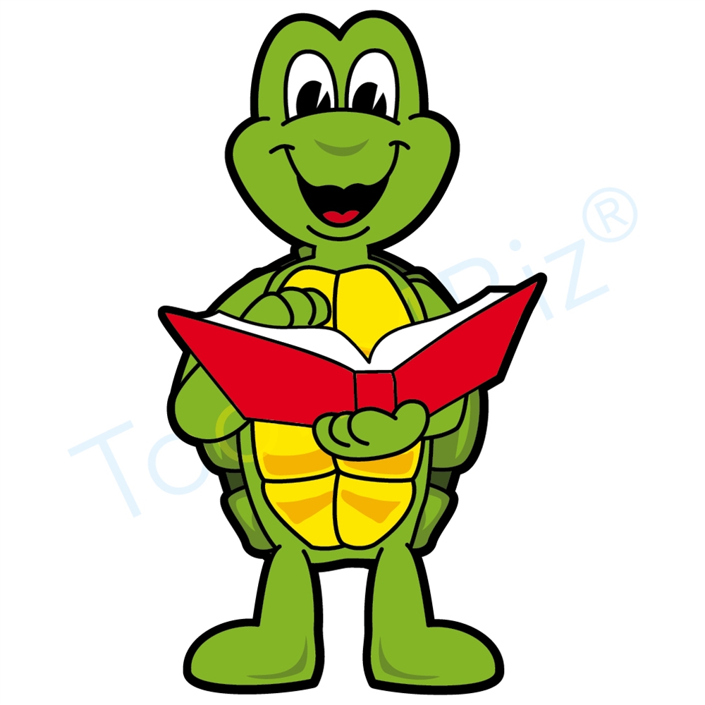 1000x1000 Turtle Mascot Reading Book Clip Art