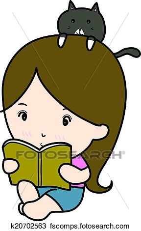 288x470 Clipart Of A Small Girl Reading Book Cartoon K20702563