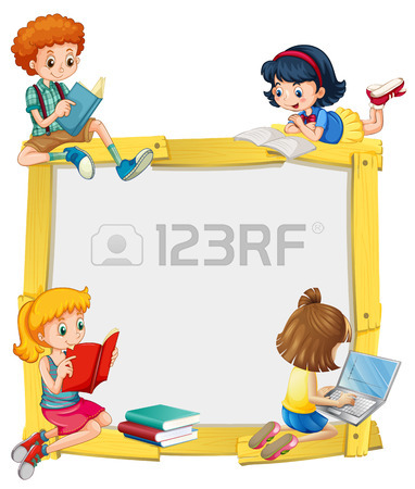 382x450 Girl Reading Book And Bubble Template Illustration Royalty Free