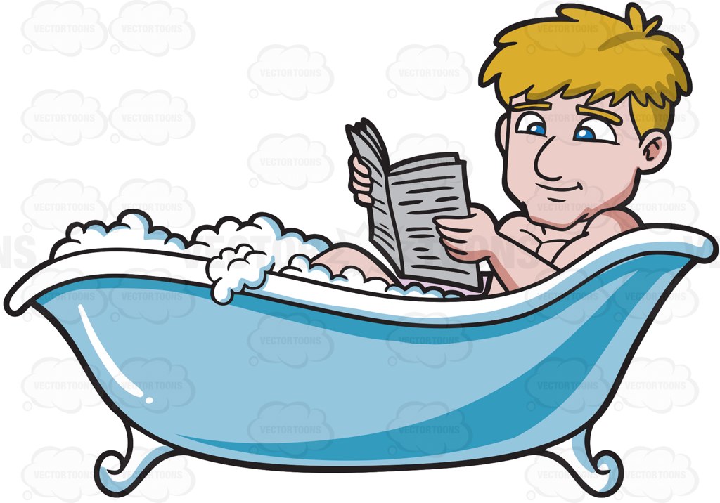 1024x716 A Man Reading Newspaper In A Tub