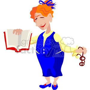 300x300 Royalty Free Cartoon Teaching Reading A Book 139299 Vector Clip