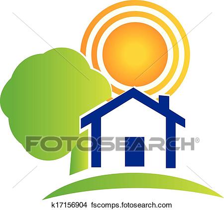 450x423 Clipart Of Real Estate House Tree And Sun Logo K17156904