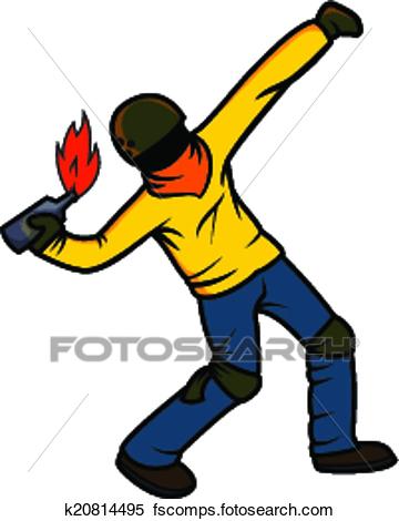360x470 Clipart Of Rebel Throwing Molotov Cocktail K20814495