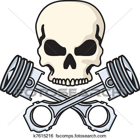 450x447 Clip Art Of Skull And Pistons K7615216
