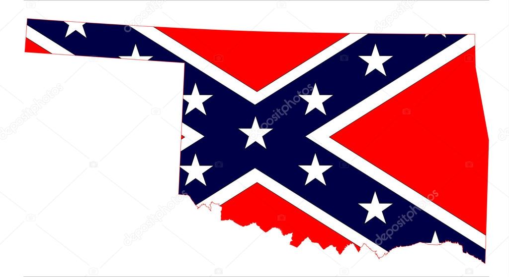1024x559 Oklahoma Map And Confederate Flag Stock Vector Bigalbaloo