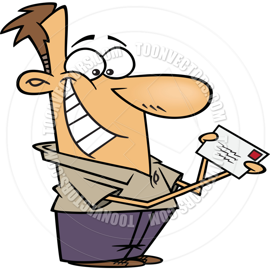 940x940 Cartoon Man Receiving A Letter By Ron Leishman Toon Vectors Eps