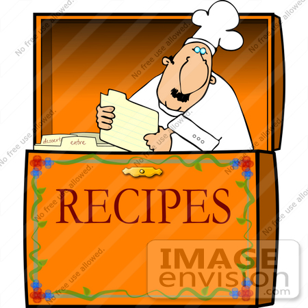 450x450 Chef Reading A Card In A Recipe Box Clipart