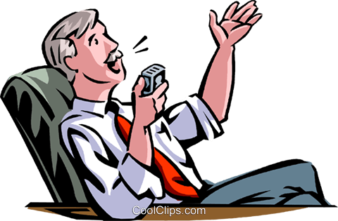 480x315 Businessman Speaking Into A Recorder Royalty Free Vector Clip Art