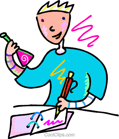 411x480 Man Recording His Scientific Results Royalty Free Vector Clip Art