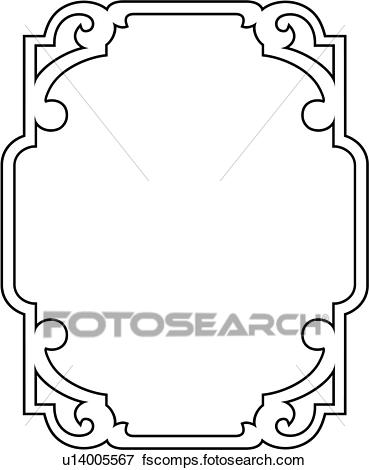 369x470 Clip Art Of , Asian, Blank, Border, Fancy, Frame, Rectangle, Sign