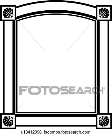 391x470 Clip Art Of , Border, Fancy, Frame, Rectangle, Sign, Panel, Shapes