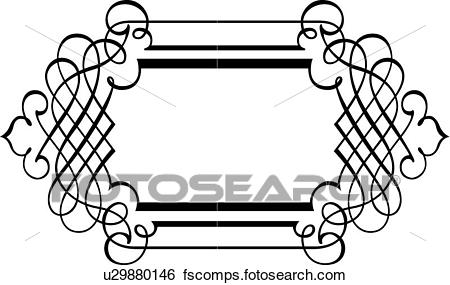 450x285 Clip Art Of Calligraphic Design Or Rectangle Frame U29880146