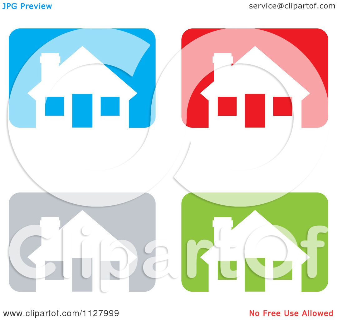 1080x1024 Clipart Of White Houses Over Colorful Rectangles Icons