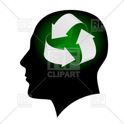 400x400 Think Ecologically Recycle Symbol Inside Man's Head Royalty Free