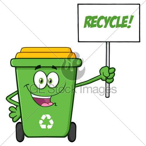 500x500 Green Recycle Bin Cartoon Mascot Character Holding Up A R Gl