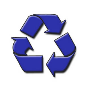 300x300 Clipart Picture Of A Blue, Embossed Recycle Symbol