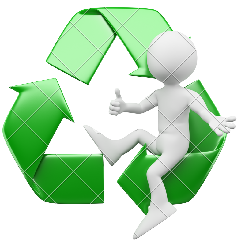 800x800 3d Man Sitting In The Recycling Symbol