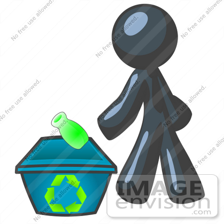 450x450 Clip Art Graphic Of A Dark Blue Guy Character Recycling