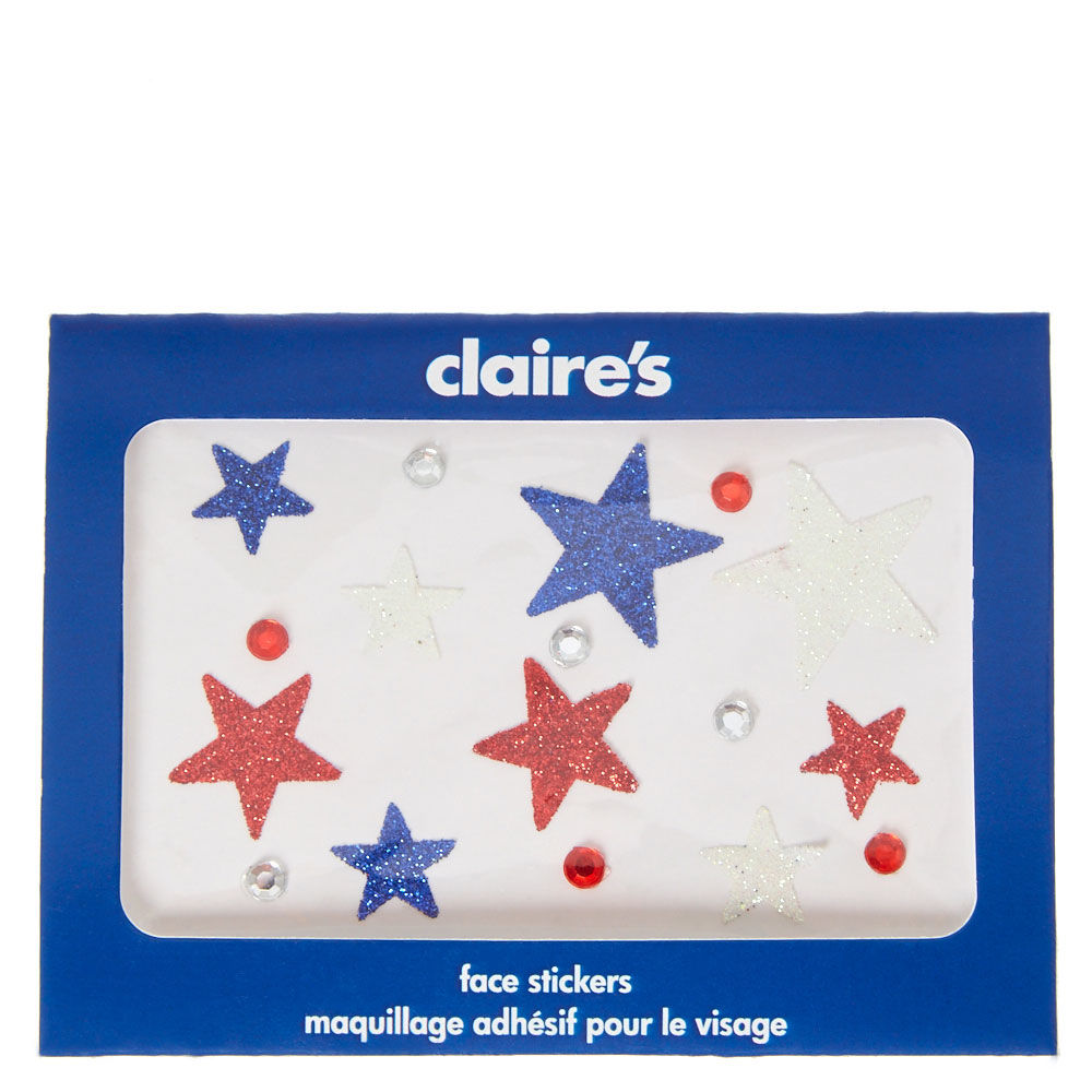 1000x1000 Red, White, And Blue Star Face Stickers Claire's Ca