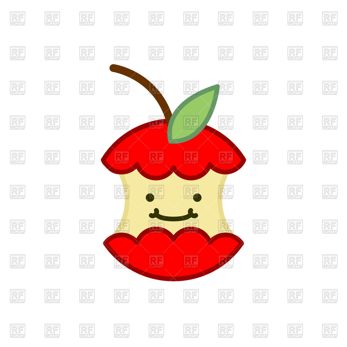 1200x1200 Red Apple Core Cute Cartoon Icon Royalty Free Vector Clip Art