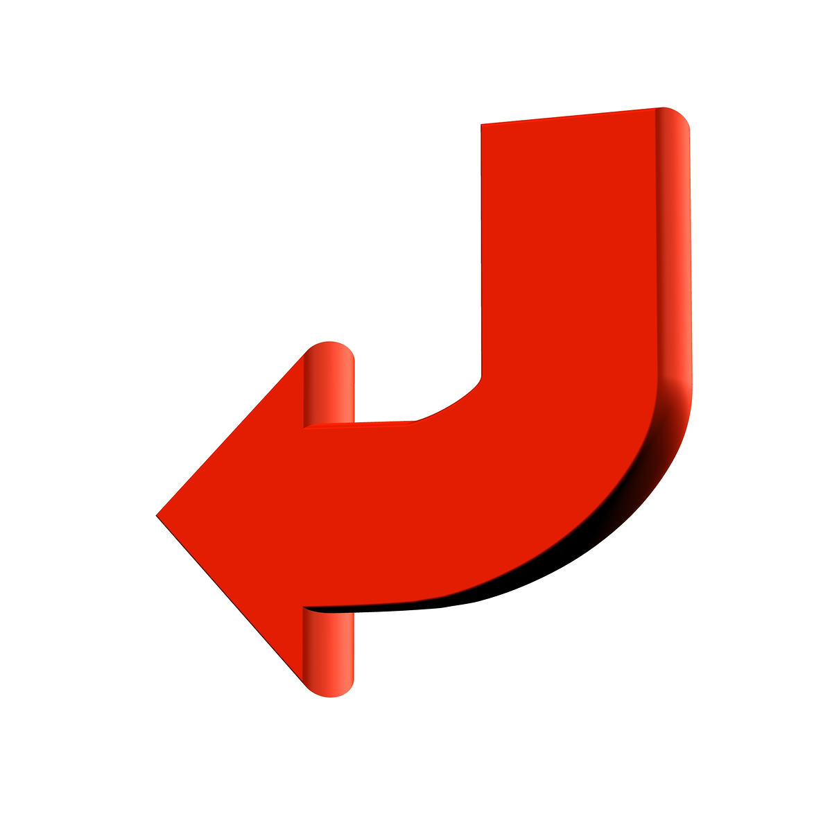 1200x1200 Red Curved Arrow Left Clipart