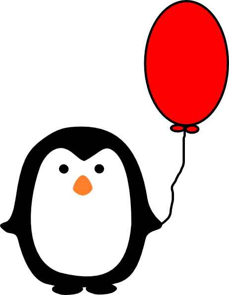 462x596 Penguin With Red Balloon Clip Art