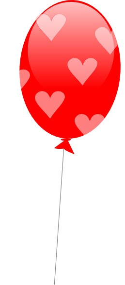 258x586 Red Balloon With Hearts Clip Art