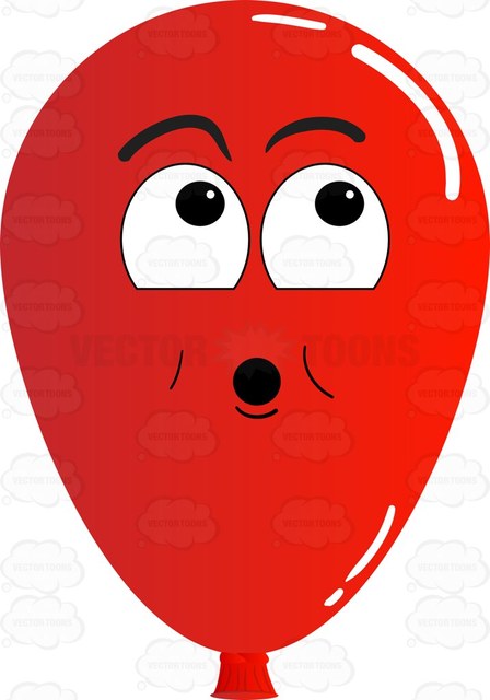 448x640 Surprised Red Balloon Looking Up Emoji Cartoon Clipart