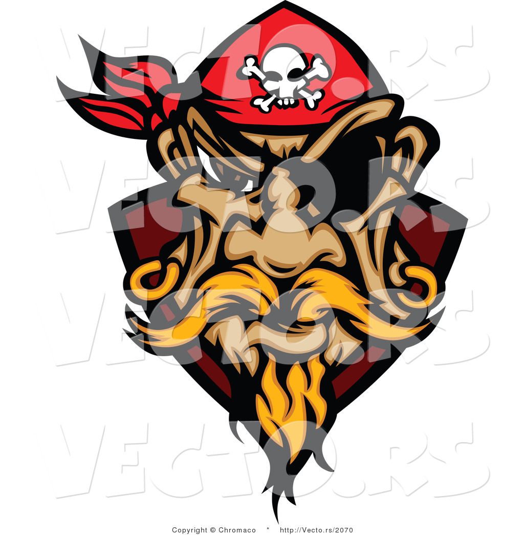 1024x1044 Cartoon Vector Of A Grinning Pirate Wearing Red Bandana, Eye Patch