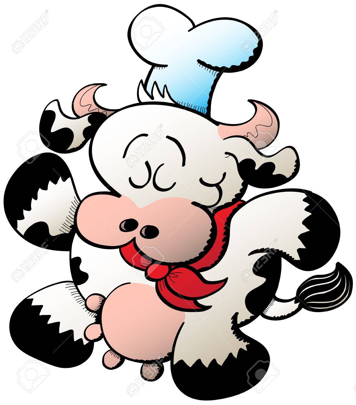 1141x1300 Little Chubby Cow Wearing Chef Accessories Like A Hat And A Red