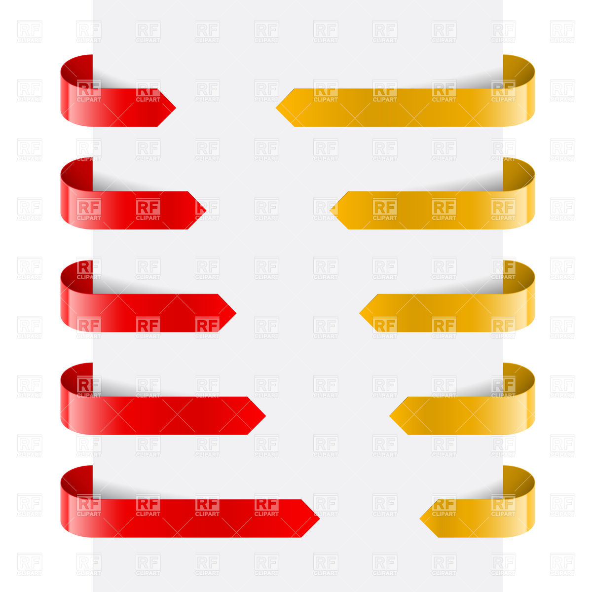 1200x1200 Curved Red And Yellow Banners With Arrow Royalty Free Vector Clip