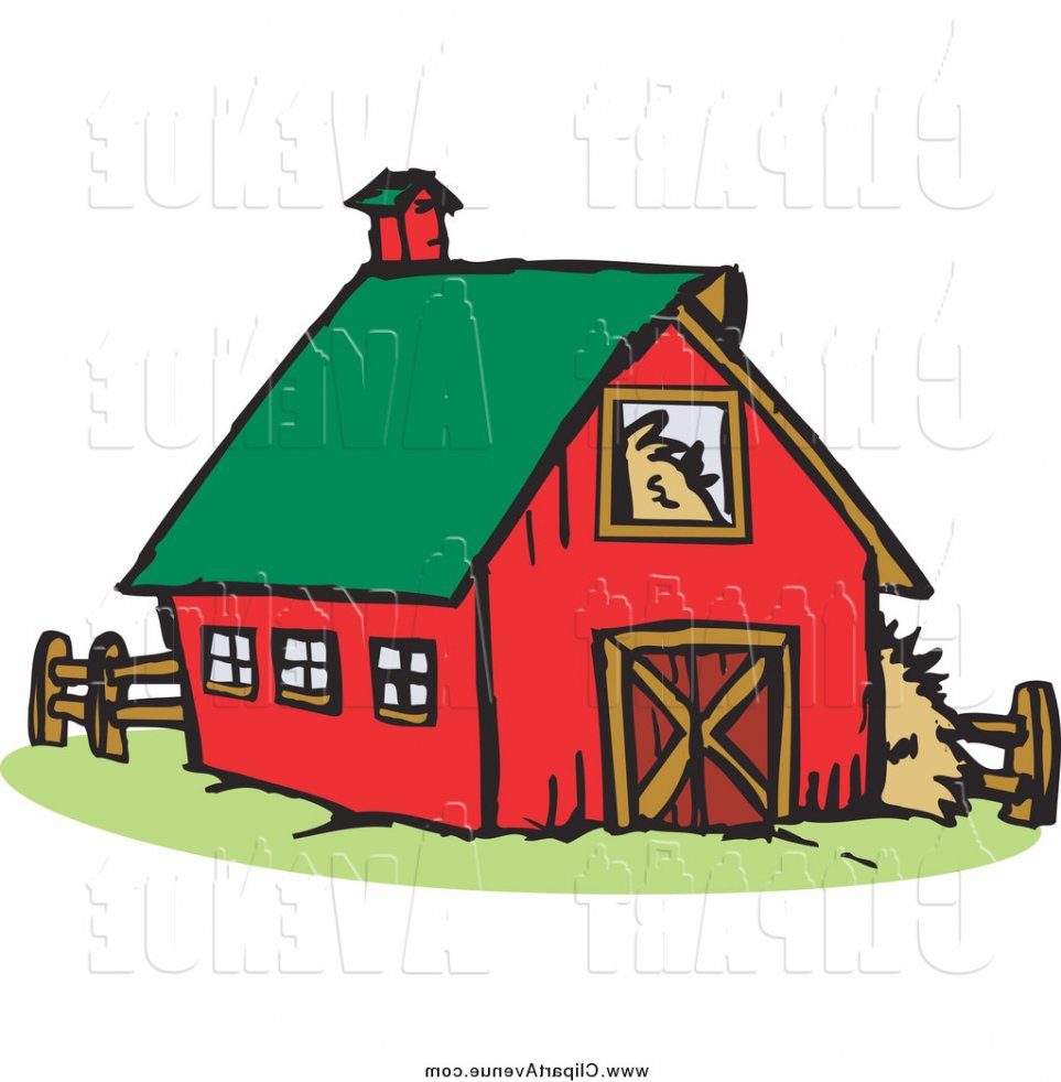 963x982 Avenue Clipart Of A Red Barn With A Green Roof (Attractive Barn