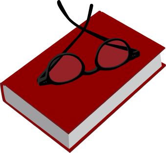340x313 Red Book With Glasses Clip Art