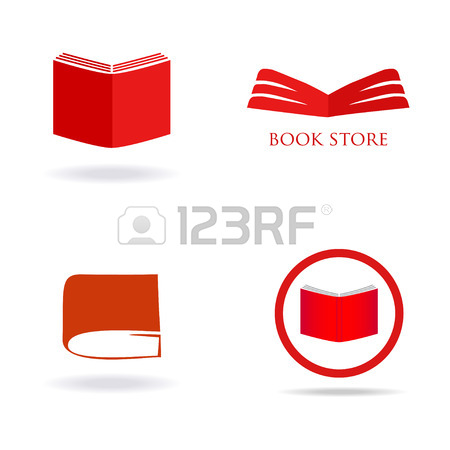 450x450 Book Store Or Library Logo Signs Set. Red Book Icons Royalty Free