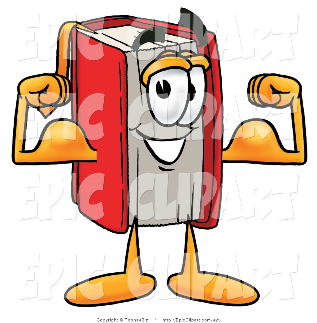 1024x1044 Clip Art Of A Red Book Mascot Cartoon Character Flexing His Strong