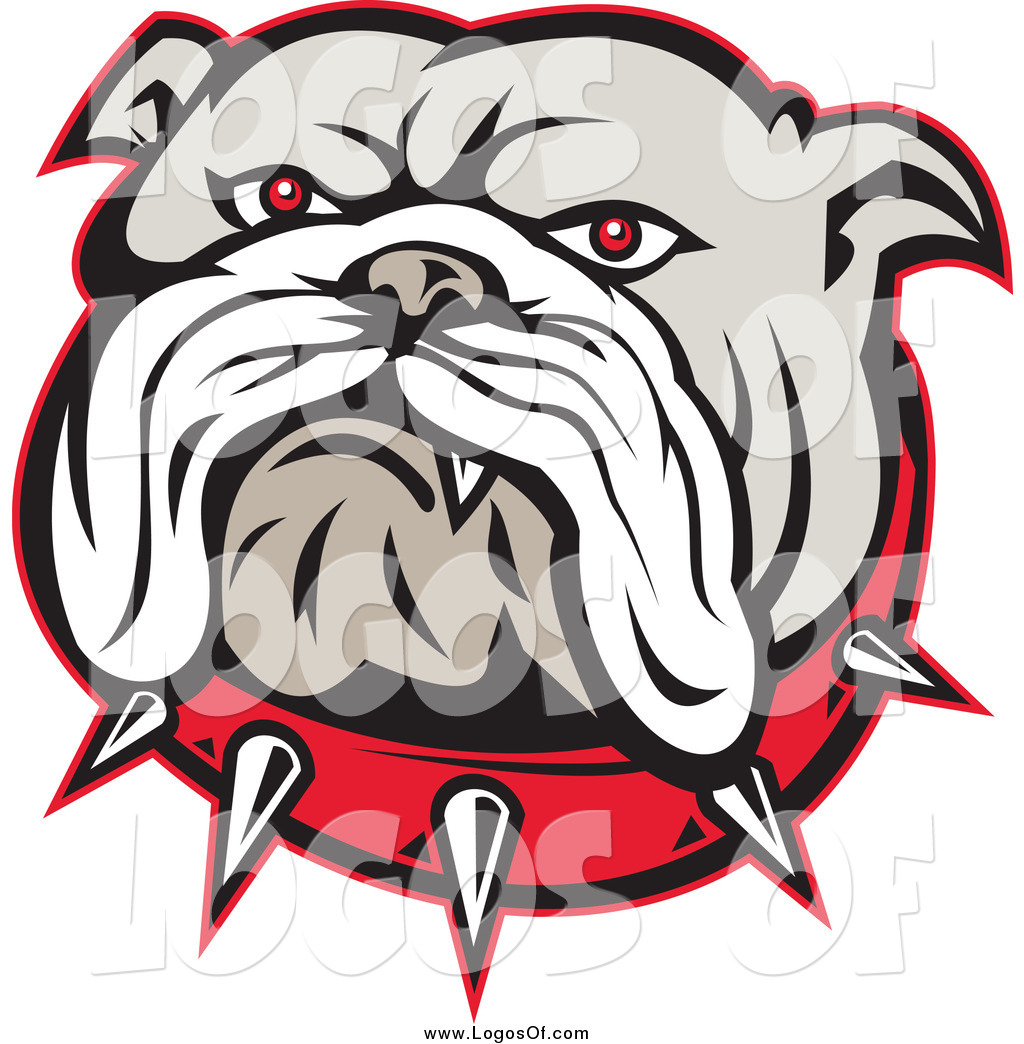 1024x1044 Vector Clipart Of An Angry Red Eyed Bulldog Face And Spiked Collar