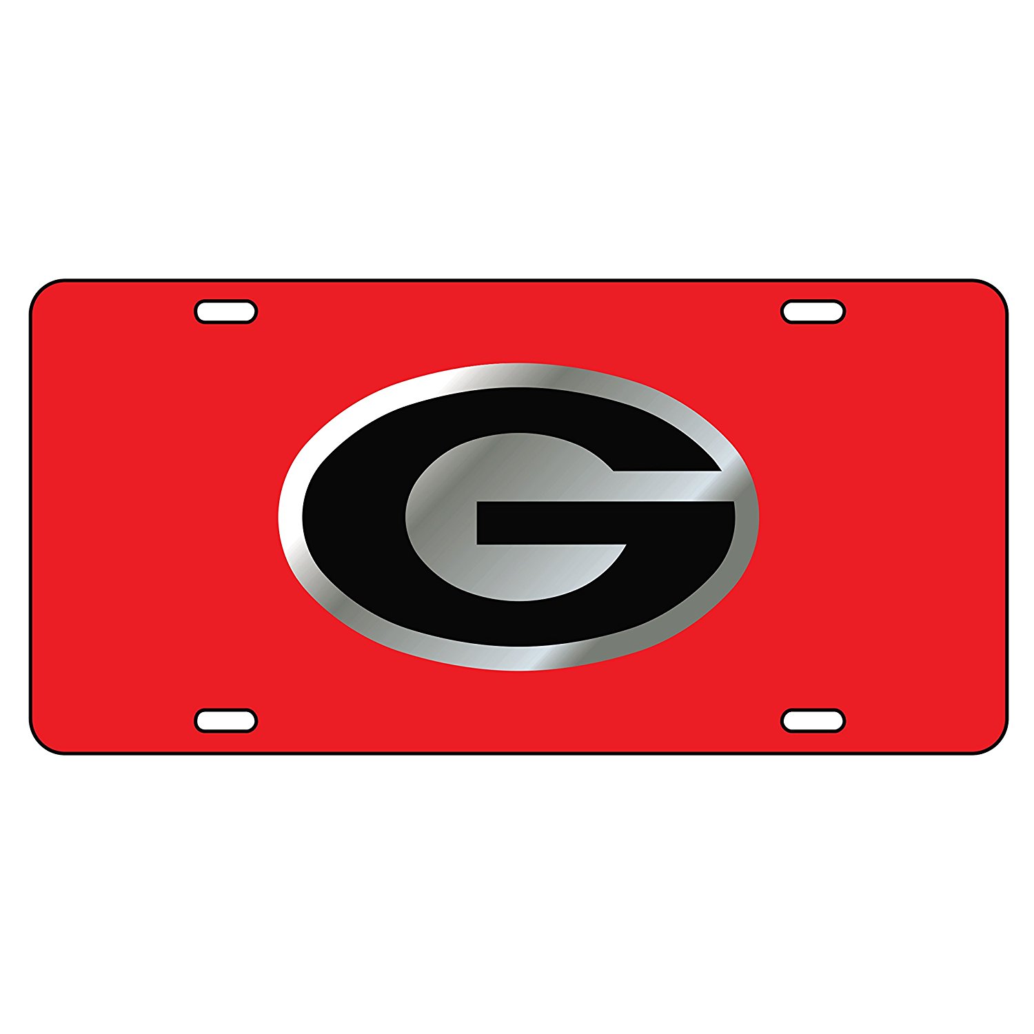 1500x1500 Georgia Bulldogs Black Car Tag Wsilverred Logo G