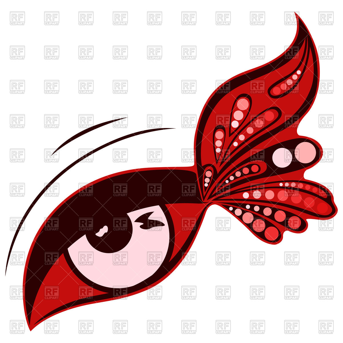 1200x1200 Human Eye With Red Butterfly Wing Royalty Free Vector Clip Art