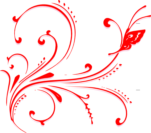 600x532 Red Butterfly Scroll Clipart