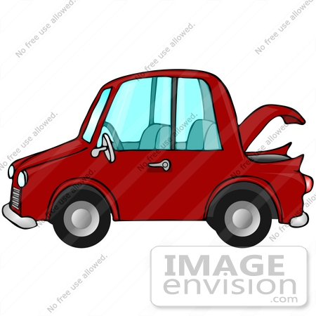 450x450 Clip Art Graphic Of A Red Compact Car With The Trunk Open