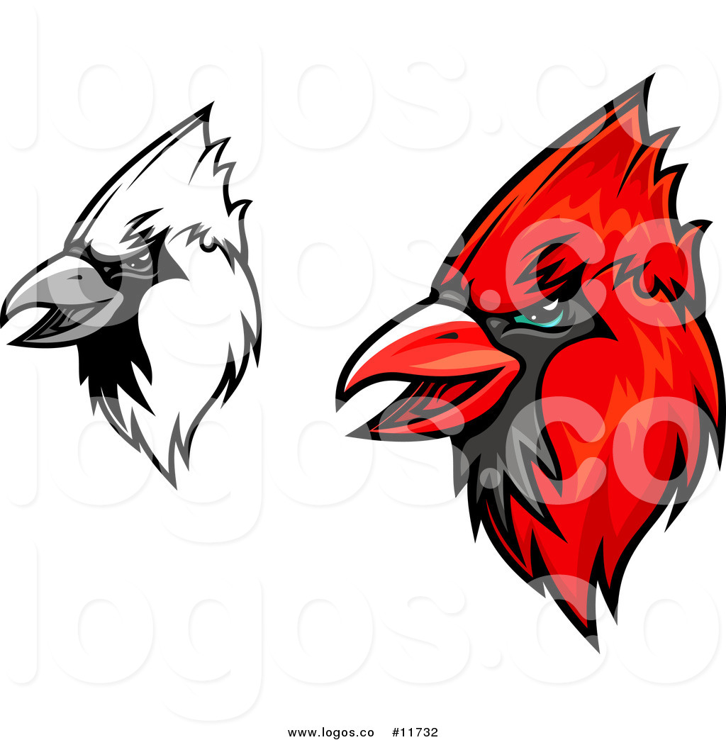 1024x1044 Royalty Free Vector Of Grayscale And Red Cardinal Mascot
