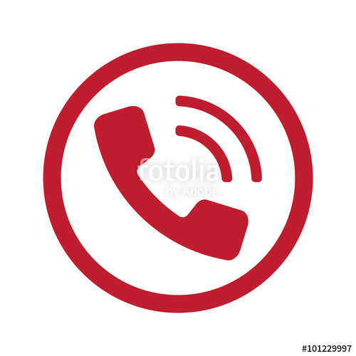 500x500 Flat Red Phone Icon In Circle On White Stock Image And Royalty