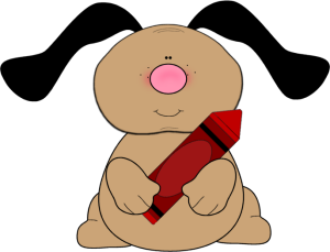 300x229 Dog With Red Crayon Clip Art