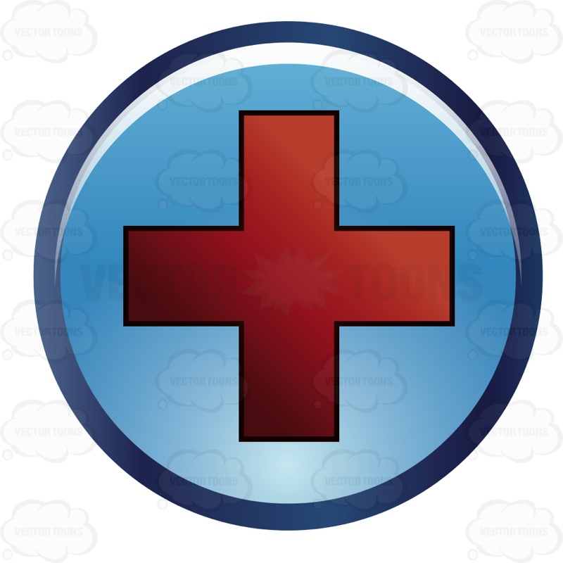 800x800 Blue Circle With The Red Cross Symbol In The Center Cartoon