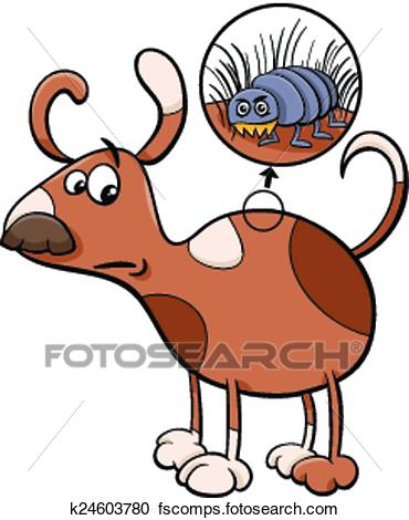 370x470 Clipart Of Dog And Flea Cartoon Illustration K24603780