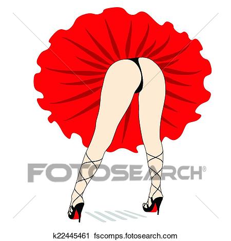 450x470 Clipart Of Wind Blowing Up Red Dress K22445461