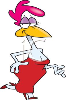 230x350 Picture Of A Sexy Cartoon Chicken Wearing A Low Cut Red Dress