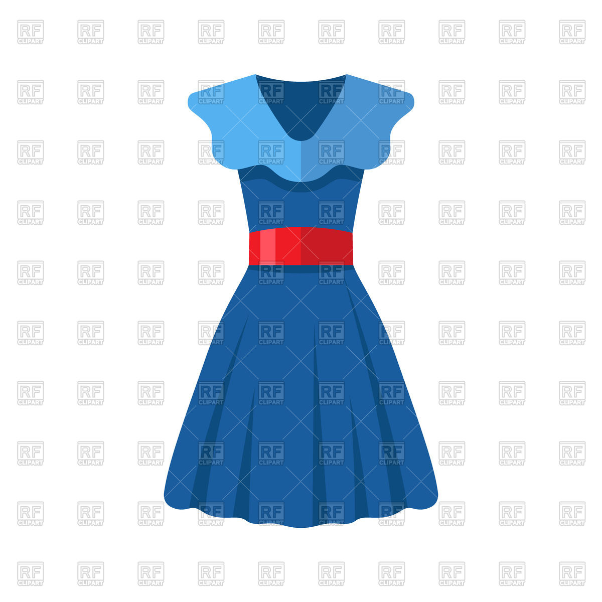 1200x1200 Blue Woman Dress Icon With Red Belt Royalty Free Vector Clip Art
