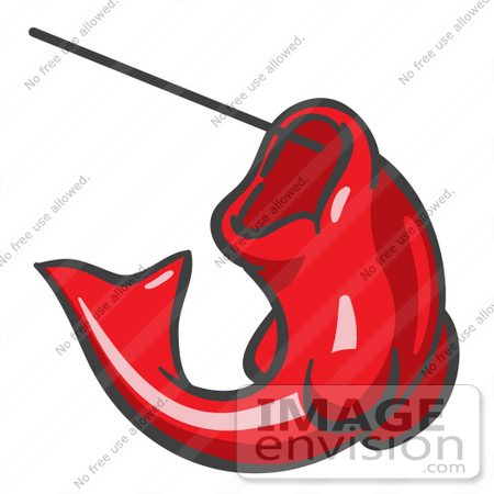 450x450 Clip Art Graphic Of A Red Fish On A Hook