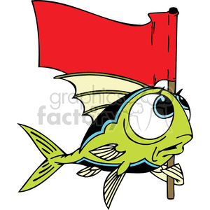 300x300 Royalty Free A Green Blue And Black Fish With A Red Flag 377274